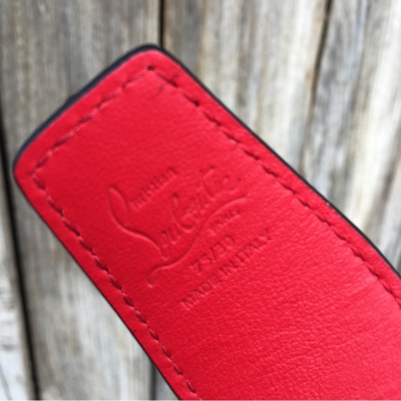 New Christian Louboutin Logo Buckle Iridescent Leather Belt Rainbow Silver 75 - Picture 13 of 16